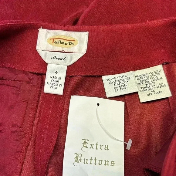 Talbots Brushed Stretch Flannel Trousers Pants Burgundy VTG Sz. 4 NWT - Picture 8 of 10